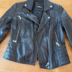 Barneys New York Black Leather Moto Jacket